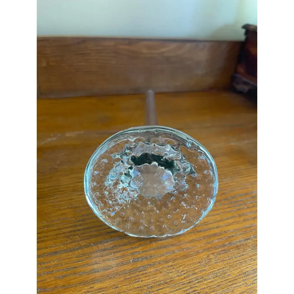 Vintage Clear Glass Single Stem Puddle Bubble Vase 12